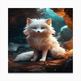 White Cat In Cave Canvas Print