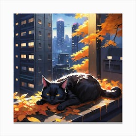 Cat In Autumn Canvas Print