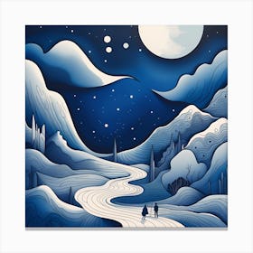Moonlight In The Mountains Canvas Print