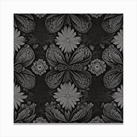 Black And White Floral Pattern Canvas Print