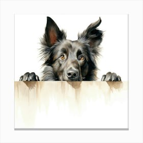 Dog Looking Over A Wall 3 Canvas Print