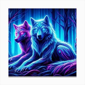 Cosmic Electric Wolves 4 Canvas Print