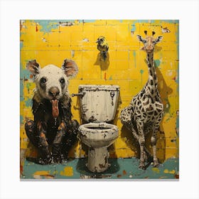 Giraffes In The Toilet 1 Canvas Print