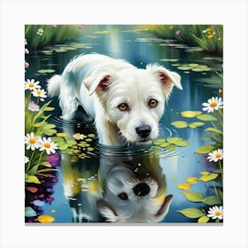 Dog In Water Canvas Print