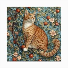 Cat In An Apple Tree Art Canvas Print