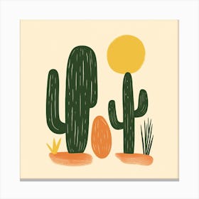 Rizwanakhan Simple Abstract Cactus Non Uniform Shapes Petrol 54 Canvas Print