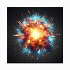 Spectacular And Colorful Explosion Of Energy And Light With Sparks And Glowing Particles Canvas Print