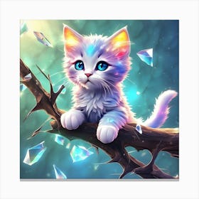 Cute Kitten With Diamonds Canvas Print