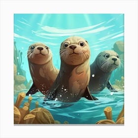 Sea Lions 2 Leinwandbild