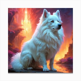 White Magical Fantasy Dog 3 Canvas Print