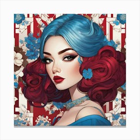 Sexy Girl With Blue Hair Canvas Print