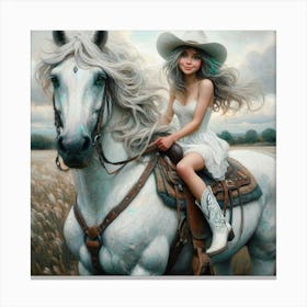 Cowgirl On A Horse 1 Canvas Print