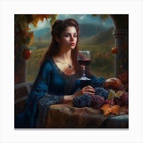 Woman With A Glass Of Wine Canvas Print