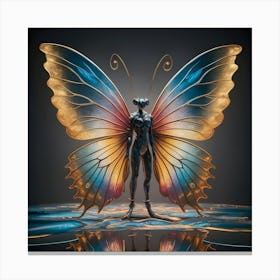 An Anthropomorphic Butterfly Adorned With Translucent Glass Butterfly Wings Canvas Print