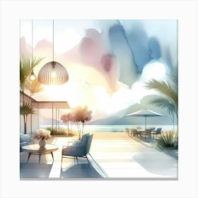 Watercolor Of A Beach House Canvas Print