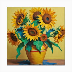 Sunflowers In A Vase Canvas Print