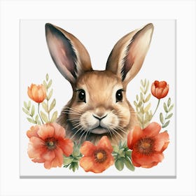 Bunny With Flowers 4 Canvas Print
