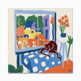 Matisse Inspired Open Window Cat Canvas Print