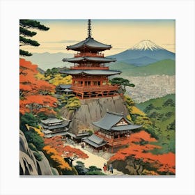 Kiyomizu Dera Temple Japan Vintage Travel Art Art Print 1 Canvas Print