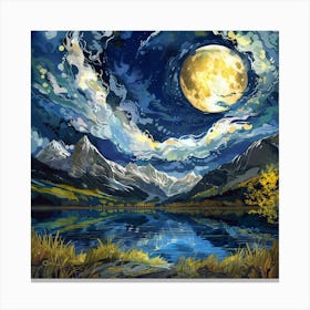 Moonlight Over Lake Canvas Print