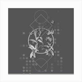 Vintage Water Forget Me Not Botanical with Line Motif and Dot Pattern in Ghost Gray Canvas Print