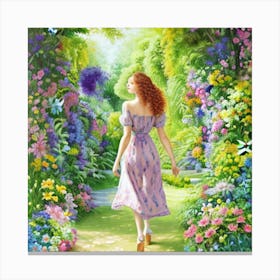 Girl In A Garden 12 Canvas Print