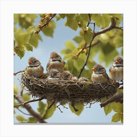 Birds In A Nest Canvas Print