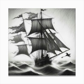 Pirate Ship Drawing Canvas Print