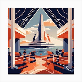 Art Deco-inspired ocean liner sails through the open waters Canvas Print