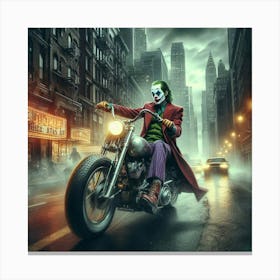 Joker On A Motorcycle 31 Canvas Print