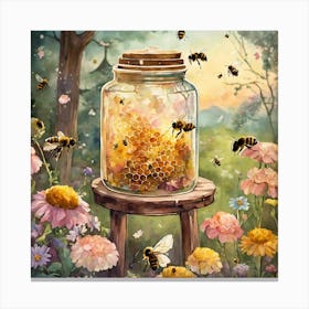 Bees In A Jar Canvas Print