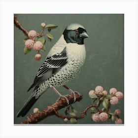 Ohara Koson Inspired Bird Painting Finch 1 Square Canvas Print