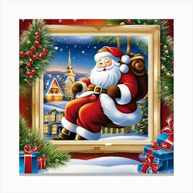 Santa Claus On A Swing Canvas Print