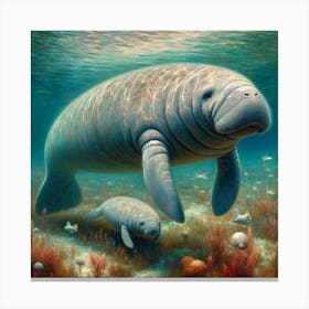 Manatee Love 3 Canvas Print