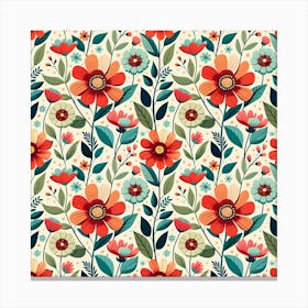 Flowers Flora Floral Background Pattern Nature Seamless Bloom Background Wallpaper Spring Canvas Print
