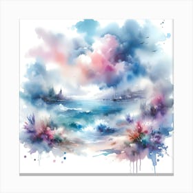 Watercolor Seascape Painting Canvas Print