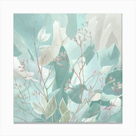 A Delicate And Serene Illustration Of Leaves And (2) Canvas Print