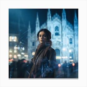 Girl Night In Milan Canvas Print