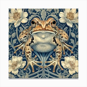 William Morris Inspired Cottage Core Frog Canvas Print