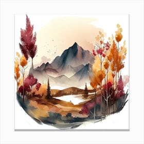 Watercolor Autumn Landscape 55 Canvas Print