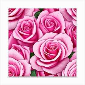 Pink Roses Seamless Pattern 4 Canvas Print