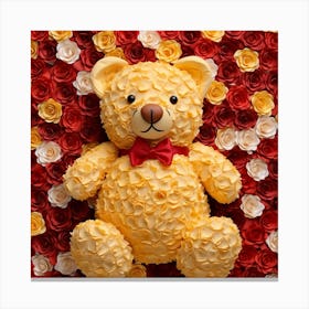 Teddy Bear With Roses 3 Canvas Print