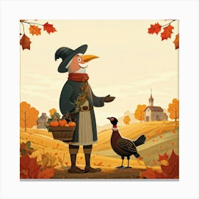 An Endearing Cartoon Character Of A Pilgrim Bird Typically Found Around A Thanksgiving Feast Situa (1) 2 1 Canvas Print