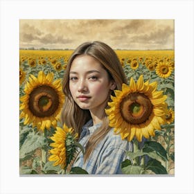 Sunflower Girl 1 Canvas Print