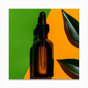 Cbd Cannabis Oil Bottle And Leaf Canvas Print