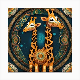 Giraffes In A Circle Canvas Print