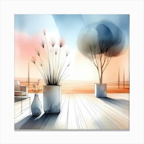 Patio With Potted Plants Canvas Print