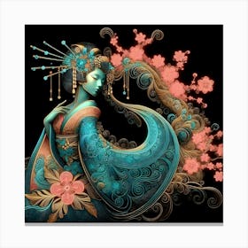 Japan Traditional Geisha Illustration By Ad 13 Canvas Print