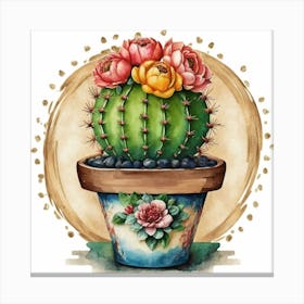 Cactus In A Pot 3 Canvas Print