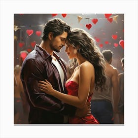 Man And Woman Kissing Canvas Print